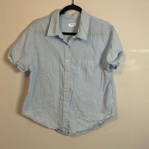 Weekend Los Angeles Boxy Cotton Button Down in Baby Blue